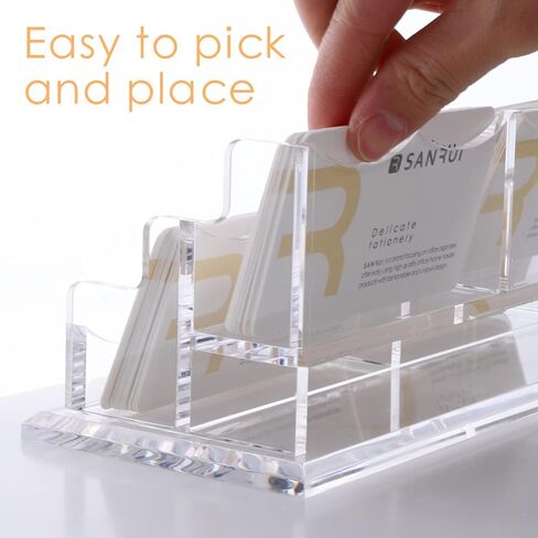 SANRUI Acrylic Multiple Business Card Holder Display for Desk , 15 Slots Business Card Stand , Clear Horizontal 5 Tier Business Card Holders, Holds 750-900 Cards in Saudi Arabia