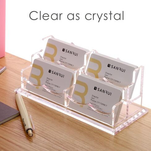 SANRUI Acrylic Multiple Business Card Holder Display for Desk , 15 Slots Business Card Stand , Clear Horizontal 5 Tier Business Card Holders, Holds 750-900 Cards in Saudi Arabia