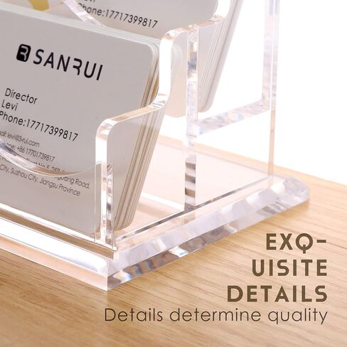 SANRUI Acrylic Multiple Business Card Holder Display for Desk , 15 Slots Business Card Stand , Clear Horizontal 5 Tier Business Card Holders, Holds 750-900 Cards in Saudi Arabia