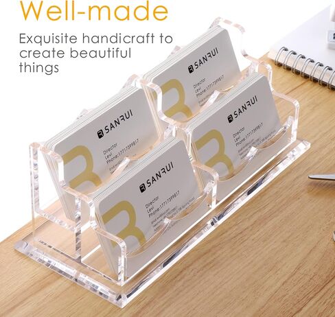 SANRUI Acrylic Multiple Business Card Holder Display for Desk , 15 Slots Business Card Stand , Clear Horizontal 5 Tier Business Card Holders, Holds 750-900 Cards in Saudi Arabia