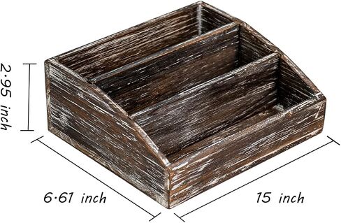 Farmhouse Wood Desktop Mail Organizer Desk Mail Organizer with 2-Slot Desktop Mail Sorter Mail Holder Desk File Organizer Bill Paper Folder Office Desk Accessories Rustic Office Supplies Home Decor in Saudi Arabia
