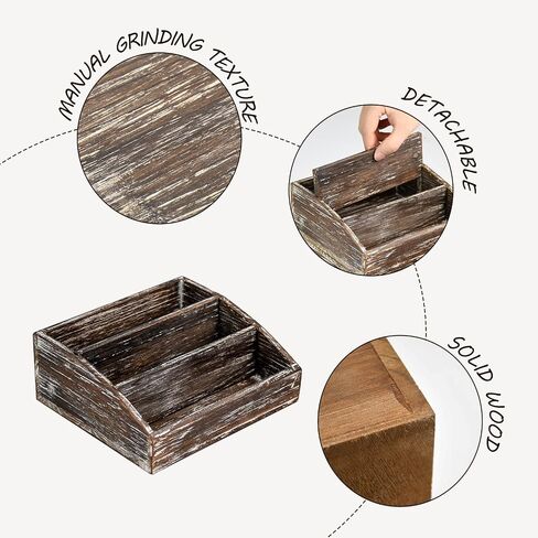 Farmhouse Wood Desktop Mail Organizer Desk Mail Organizer with 2-Slot Desktop Mail Sorter Mail Holder Desk File Organizer Bill Paper Folder Office Desk Accessories Rustic Office Supplies Home Decor in Saudi Arabia