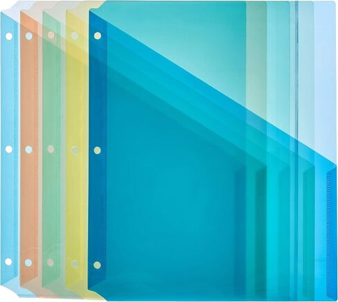 Amazon Basics Binder Organizer Poly Jacket, 3 Hole Punch, Assorted Colors, Pack of 5 in Saudi Arabia