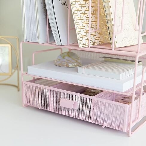 BLU MONACO Gold Desk Organizer – Cute File Holder for Desk & Drawer Storage for Office Supplies, Paper, Devices & Folders in Saudi Arabia