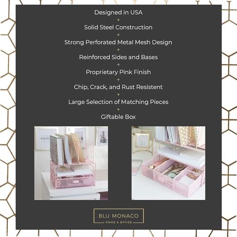 BLU MONACO Gold Desk Organizer – Cute File Holder for Desk & Drawer Storage for Office Supplies, Paper, Devices & Folders in Saudi Arabia
