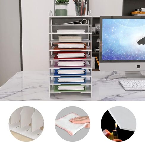 Natwind 7 Tiers Paper Organizer for Desk Desktop White File Holder Office Desk Organizer Mail Letter Tray & Paper Sorter Document Notebooks Storage Rack for Home Office School Classroom in Saudi Arabia