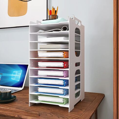 Natwind 7 Tiers Paper Organizer for Desk Desktop White File Holder Office Desk Organizer Mail Letter Tray & Paper Sorter Document Notebooks Storage Rack for Home Office School Classroom in Saudi Arabia