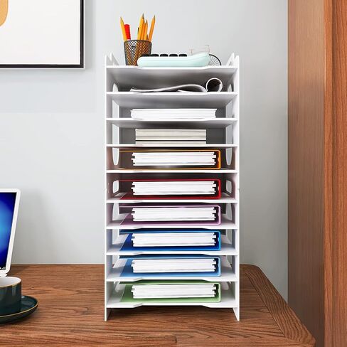 Natwind 7 Tiers Paper Organizer for Desk Desktop White File Holder Office Desk Organizer Mail Letter Tray & Paper Sorter Document Notebooks Storage Rack for Home Office School Classroom in Saudi Arabia