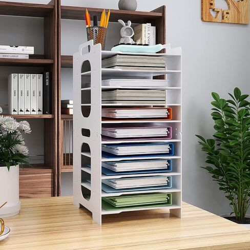 Natwind 7 Tiers Paper Organizer for Desk Desktop White File Holder Office Desk Organizer Mail Letter Tray & Paper Sorter Document Notebooks Storage Rack for Home Office School Classroom in Saudi Arabia