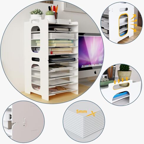 Natwind 7 Tiers Paper Organizer for Desk Desktop White File Holder Office Desk Organizer Mail Letter Tray & Paper Sorter Document Notebooks Storage Rack for Home Office School Classroom in Saudi Arabia