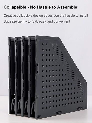 Leven Collapsible Magazine File Holder/Desk Organizer for Office Organization and Storage with 3 Vertical Compartments, Dark Grey, in Kuwait