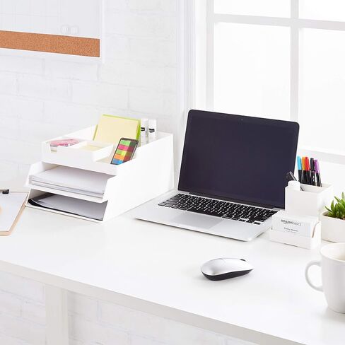 Amazon Basics Rectangular Plastic Desk Organizer, Magazine Rack, White, 2-Pack in Saudi Arabia