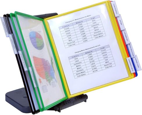 Ultimate Office AdjustaView 10-Pocket Desk Reference Organizer with Easy-Load Pockets and Compact Weighted Base for Maximum Stability (Colored Pockets) in Saudi Arabia