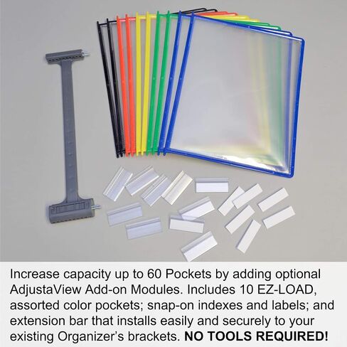 Ultimate Office AdjustaView 10-Pocket Desk Reference Organizer with Easy-Load Pockets and Compact Weighted Base for Maximum Stability (Colored Pockets) in Saudi Arabia