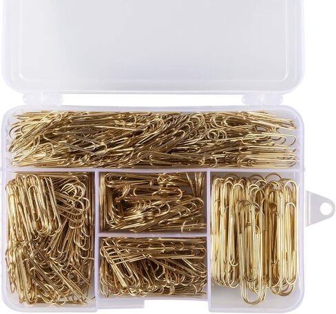 600 Paper Clips,Office Gold Paper Clips Assorted Sizes(Small,Medium and Jumbo) 28 mm,33mm,50 mm in Kuwait