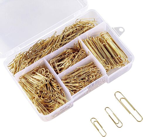 600 Paper Clips,Office Gold Paper Clips Assorted Sizes(Small,Medium and Jumbo) 28 mm,33mm,50 mm in Kuwait
