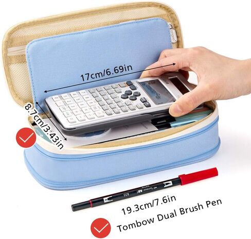 EASTHILL Big Capacity Pencil Pen Case Office College School Large Storage High Capacity Bag Pouch Holder Box Organizer Light Blue in Saudi Arabia