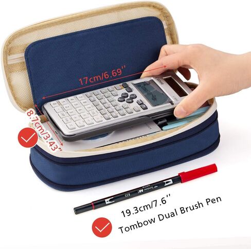 EASTHILL Big Capacity Pencil Pen Case Office College School Large Storage High Capacity Bag Pouch Holder Box Organizer Light Blue in Saudi Arabia