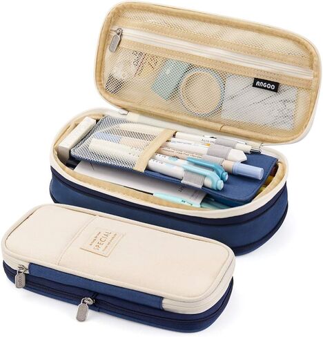 EASTHILL Big Capacity Pencil Pen Case Office College School Large Storage High Capacity Bag Pouch Holder Box Organizer Light Blue in Saudi Arabia