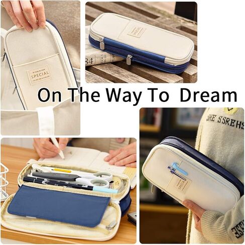 EASTHILL Big Capacity Pencil Pen Case Office College School Large Storage High Capacity Bag Pouch Holder Box Organizer Light Blue in Saudi Arabia