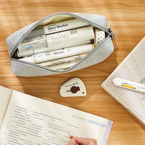 ANGOOBABY Small Pencil Case Student Pencil Pouch Coin Pouch Cosmetic Bag Office Stationery Organizer For Teen School-Beige in Saudi Arabia
