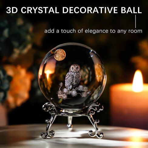 HDCRYSTALGIFTS 3D Laser Butterfly Crystal Ball Paperweight Glass Sphere Figurines Decorative Balls Gift (60mm) in Kuwait