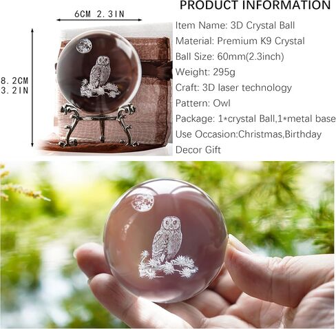HDCRYSTALGIFTS 3D Laser Butterfly Crystal Ball Paperweight Glass Sphere Figurines Decorative Balls Gift (60mm) in Kuwait