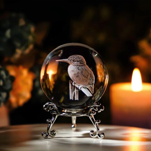 HDCRYSTALGIFTS 3D Laser Butterfly Crystal Ball Paperweight Glass Sphere Figurines Decorative Balls Gift (60mm) in Kuwait