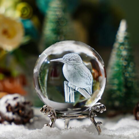 HDCRYSTALGIFTS 3D Laser Butterfly Crystal Ball Paperweight Glass Sphere Figurines Decorative Balls Gift (60mm) in Kuwait