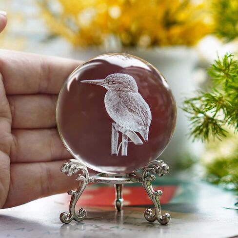 HDCRYSTALGIFTS 3D Laser Butterfly Crystal Ball Paperweight Glass Sphere Figurines Decorative Balls Gift (60mm) in Kuwait