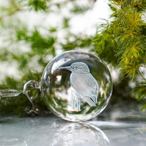 HDCRYSTALGIFTS 3D Laser Butterfly Crystal Ball Paperweight Glass Sphere Figurines Decorative Balls Gift (60mm) in Kuwait