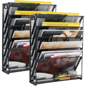samstar 2 Pack Wall File Organizer, 6-Tier Wall Mount Paper Holder Vertical File Rack for Office Home, Black. in Saudi Arabia