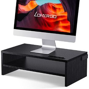 حامل شاشة LORYERGO ، حامل كمبيوتر مستويين ، رافع حامل شاشة مع حامل الهاتف المحمول ومساحة التخزين ، رافع مريح لشاشة العرض مع إدارة الكابلات للكمبيوتر المحمول والطابعة والكمبيوتر الشخصي والمنزل والمكتب in Kuwait