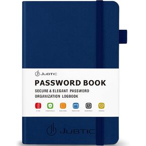 كتاب كلمة المرور JUBTIC مع علامات التبويب الأبجدية. سجل حفظ كلمة المرور متوسط ​​الحجم لتسجيل الدخول إلى عنوان موقع الويب على الإنترنت بالتفصيل. دفتر ومنظم كلمات المرور بغلاف مقوى للمكتب المنزلي، أزرق داكن