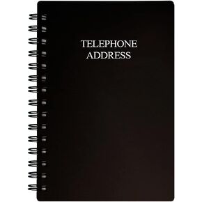 Telephone Address & Birthday Book with Tabs, Address Log Book for Contacts, with Phone Numbers, Addresses, Birthday & Password. Alphabetical A-Z Organizer, Black, 5x7 inch