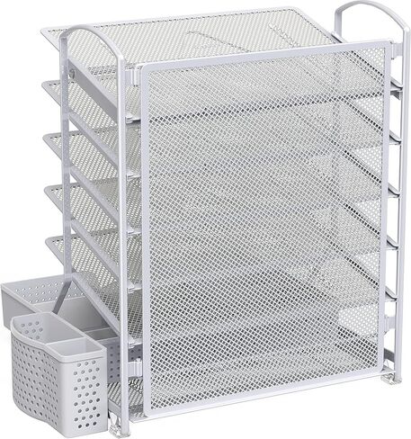 SimpleHouseware 6 صواني منظم ملفات المستندات المكتبية مع درج منزلق للمستلزمات، أسود in Kuwait