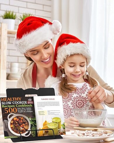 MSDADA Desk Book Stand Metal Reading Rest Book Holder Adjustable Cookbook Documents Holder Portable Sturdy Bookstands for Recipes Textbooks Tablet Music Books with Page Clips (Black) in Saudi Arabia