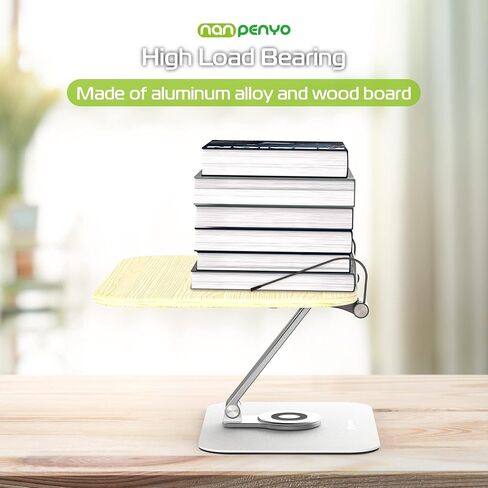 Book Stand for Reading, Nanpenyo 360° Rotate Adjustable Desktop Book Holder, Cookbook Stands Page Paper Clips Ergonomic Multi Heights Angles Foldable Wooden for Books Laptop Textbook Recipe Document in Saudi Arabia