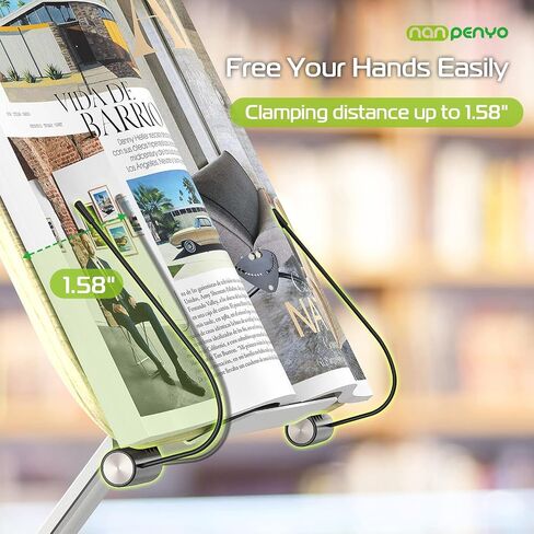 Book Stand for Reading, Nanpenyo 360° Rotate Adjustable Desktop Book Holder, Cookbook Stands Page Paper Clips Ergonomic Multi Heights Angles Foldable Wooden for Books Laptop Textbook Recipe Document in Saudi Arabia