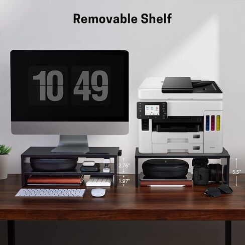 LORYERGO Monitor Stand, 2 Tier Computer Stand, Monitor Stand Riser with Cellphone Holder & Storage Space, Ergonomic Monitor Riser with Cable Management for Laptop, Printer, PC, for Home & Office in Saudi Arabia