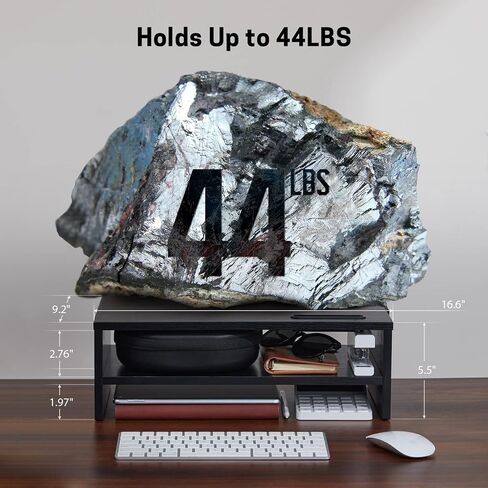 LORYERGO Monitor Stand, 2 Tier Computer Stand, Monitor Stand Riser with Cellphone Holder & Storage Space, Ergonomic Monitor Riser with Cable Management for Laptop, Printer, PC, for Home & Office in Saudi Arabia