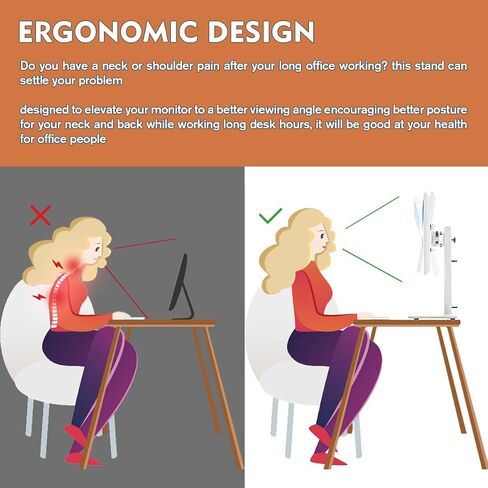 Single LCD Computer Monitor Free-Standing Desk Stand Mount Riser for 13 inch to 32 inch screen with Swivel, Height Adjustable, Rotation, Vesa Base Stand Holds One (1) Screen up to 77Lbs(HT05B-001)) in Saudi Arabia