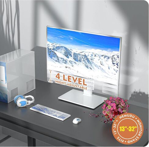 Single LCD Computer Monitor Free-Standing Desk Stand Mount Riser for 13 inch to 32 inch screen with Swivel, Height Adjustable, Rotation, Vesa Base Stand Holds One (1) Screen up to 77Lbs(HT05B-001)) in Saudi Arabia
