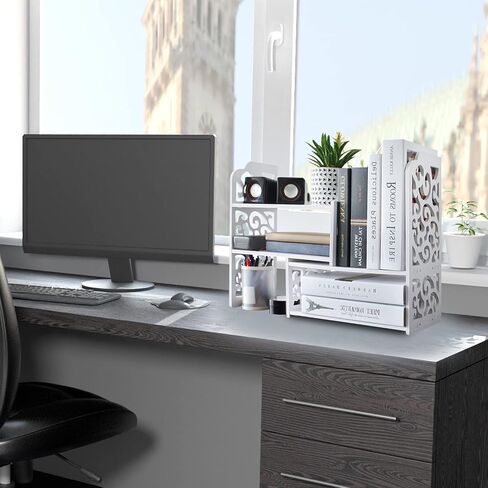 YGYQZ Small Bookshelf for Desktop Storage, Mini Cute Office Desk Shelves White Versatility Organizers for Women, Kids in Saudi Arabia