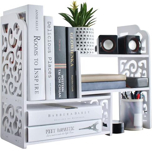 YGYQZ Small Bookshelf for Desktop Storage, Mini Cute Office Desk Shelves White Versatility Organizers for Women, Kids in Saudi Arabia