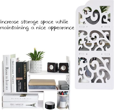 YGYQZ Small Bookshelf for Desktop Storage, Mini Cute Office Desk Shelves White Versatility Organizers for Women, Kids in Saudi Arabia