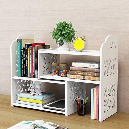 YGYQZ Small Bookshelf for Desktop Storage, Mini Cute Office Desk Shelves White Versatility Organizers for Women, Kids in Saudi Arabia