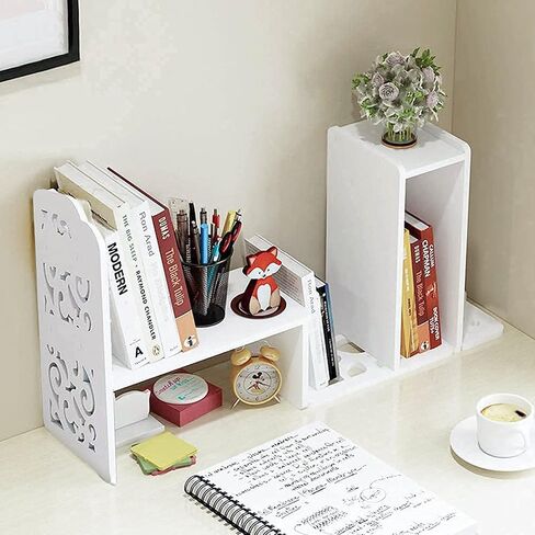YGYQZ Small Bookshelf for Desktop Storage, Mini Cute Office Desk Shelves White Versatility Organizers for Women, Kids in Saudi Arabia