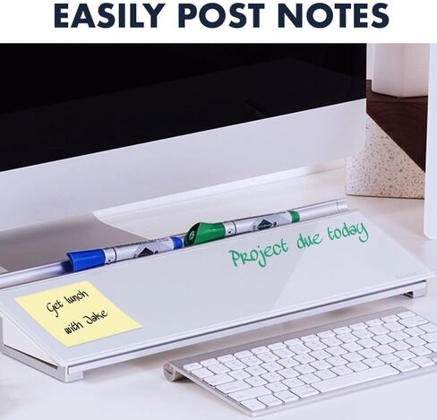 Quartet Glass Dry Erase White Board, Desktop Computer Pad for Notetaking, 18" x 6" Whiteboard, Clean Erase Surface with Storage, 1 Dry Erase Marker, Black Surface (GDP18B) in Kuwait
