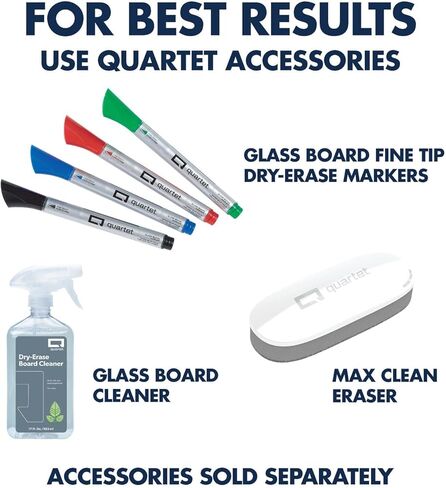 Quartet Glass Dry Erase White Board, Desktop Computer Pad for Notetaking, 18" x 6" Whiteboard, Clean Erase Surface with Storage, 1 Dry Erase Marker, Black Surface (GDP18B) in Kuwait